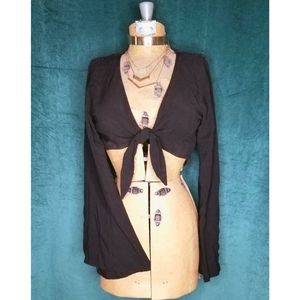 Gypsy warrior Lace bell sleeve crop top tie front